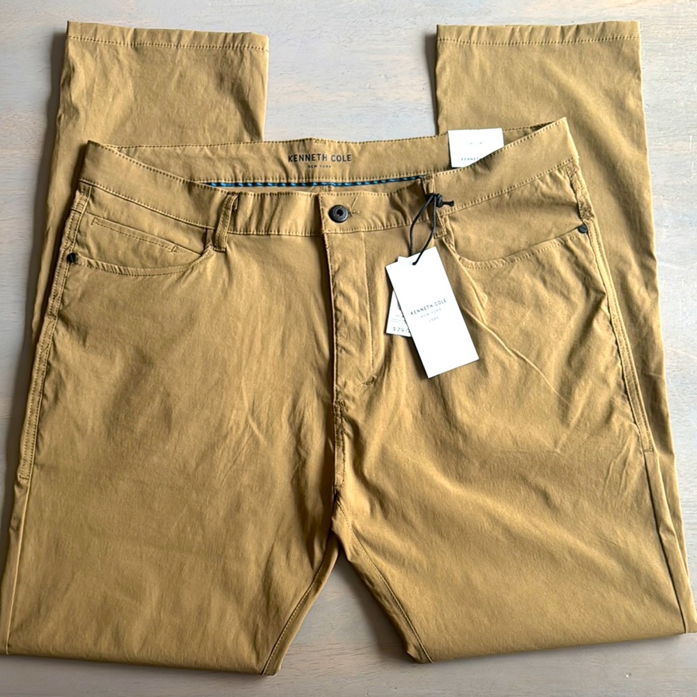 Kenneth Cole Pants Tech Pant Slacks Flex Stretch Men's Tan Pants 38 x 32